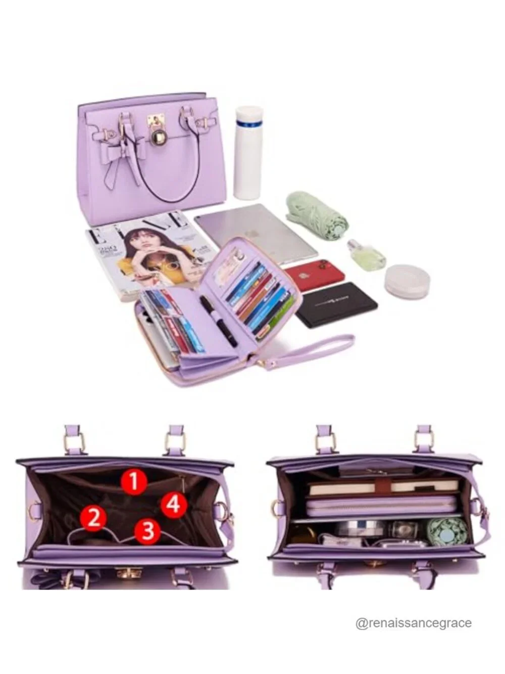 Vegan Leather Handbag Wallet Set Satchel Tote Shoulder Bag RFID Blocking